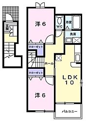 コンフォルターブルIII 2階2LDKの間取り