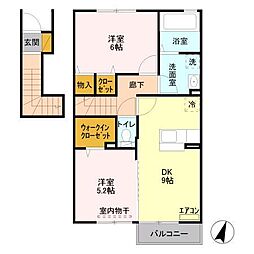 JR常磐線 荒川沖駅 徒歩14分の賃貸アパート 2階2DKの間取り