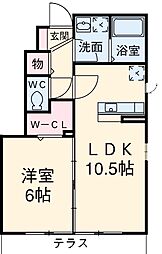 レセンテスパシオ 1階1LDKの間取り