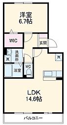 コーポスカイＦ 3階1LDKの間取り