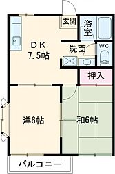 サンデリカ 1階2DKの間取り