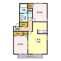 ミルフィーユおゆみ野 1階2LDKの間取り