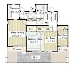 西武新宿線 鷺ノ宮駅 徒歩15分の賃貸マンション 1階3LDKの間取り