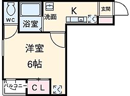 JR総武線 新小岩駅 徒歩18分の賃貸アパート 2階1Kの間取り