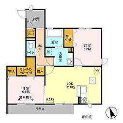 ヴェルデソーレ　Ｂ 1階2LDKの間取り
