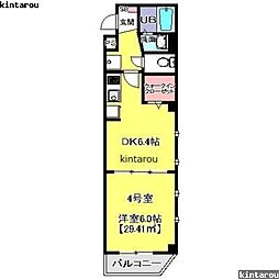 Ｃｉｅｌ　Ｂｌｅｕ　千葉中央 2階1DKの間取り