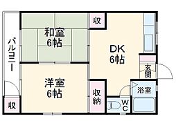 サンシャイン旭 2DKの間取図画像
