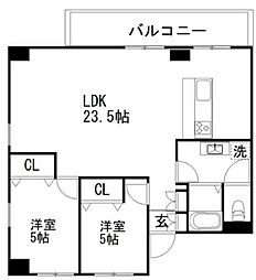 JR総武線 千葉駅 徒歩3分の賃貸マンション 4階2LDKの間取り