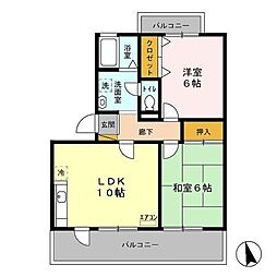 トリニシティ壱番館 2LDKの間取図画像