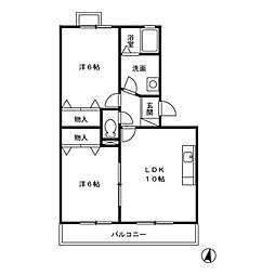 フォレストヒルズ　Ｂ 1階2LDKの間取り