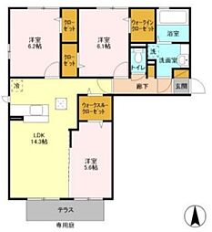 プレミアーレ 1階3LDKの間取り