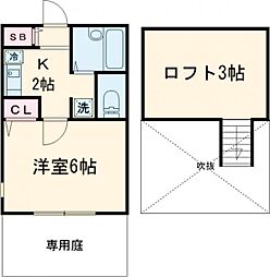 アザレ町田 2階1Kの間取り
