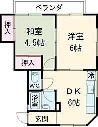 JR総武線 小岩駅 徒歩13分の賃貸アパート 2階2DKの間取り