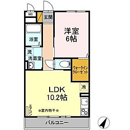 レジデンス・デュオ 3階1LDKの間取り