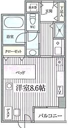 JR中央線 荻窪駅 徒歩8分の賃貸マンション 2階1Kの間取り