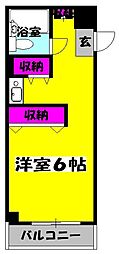 ロックワハイツ 2階ワンルームの間取り