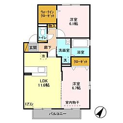 ルミエール 2階2LDKの間取り