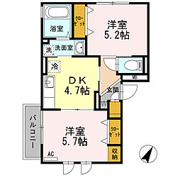 アンバサル 3階2Kの間取り