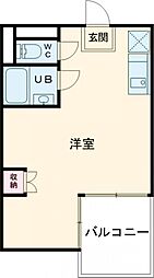 東武亀戸線 小村井駅 徒歩2分の賃貸マンション 3階ワンルームの間取り