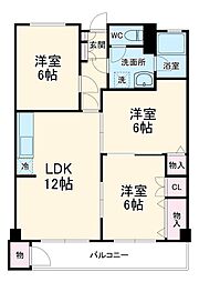 ＢＥＬＬ　ＧＲＡＹ　Ｋ．1． 3階3LDKの間取り