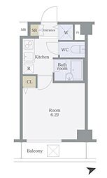 パークウェル方南町 1Kの間取図画像