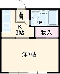 ハイツみのり 1階1Kの間取り