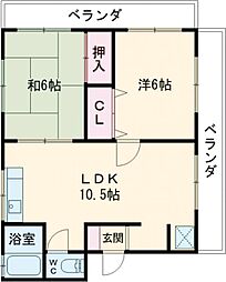 京成本線 青砥駅 徒歩24分の賃貸マンション 3階2LDKの間取り
