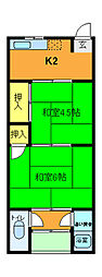 豊栄ハイツ 2階2Kの間取り