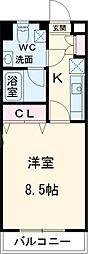 フェリシティ藍 5階1Kの間取り