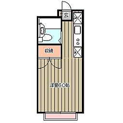ガーデンハイツ 2階1Kの間取り