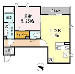 京王線 中河原駅 徒歩20分の賃貸アパート 1階1LDKの間取り