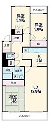 Ｌ−ｃｏｍｍｕＰＬＵＳ相模大野 4階3LDKの間取り