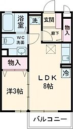 リビングタウン石川町 1階1LDKの間取り