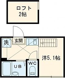 マーベラス国分寺内藤II 2階ワンルームの間取り