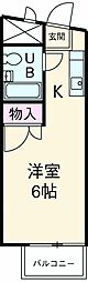 フレンドリーハウス 1階ワンルームの間取り