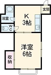 西武国分寺線 鷹の台駅 徒歩11分の賃貸アパート 2階1Kの間取り
