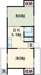 グリーンハイム高松 3階2DKの間取り