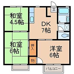 JR中央線 立川駅 バス30分 峰下車 徒歩5分の賃貸アパート 1階3DKの間取り