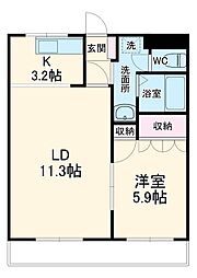 JR南武線 中野島駅 徒歩13分の賃貸マンション 3階1LDKの間取り