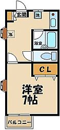 京王線 東府中駅 徒歩6分の賃貸アパート 2階1Kの間取り