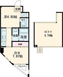 サンガーデン光 201 2階1DKの間取り