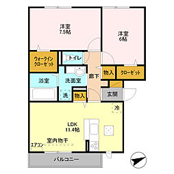 グラウクス　Ｅ 3階2LDKの間取り