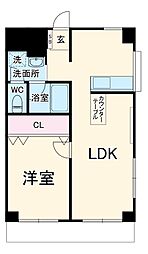 東急田園都市線 梶が谷駅 バス7分 山下下車 徒歩3分の賃貸マンション 2階1LDKの間取り