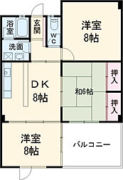 WEST-1 2階3DKの間取り