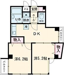 ベルグランデ 4階2DKの間取り