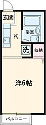 京王相模原線 稲城駅 徒歩15分の賃貸アパート 1階1Kの間取り
