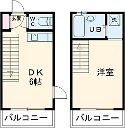 京王線 調布駅 徒歩4分の賃貸テラスハウス 2階1DKの間取り