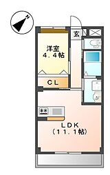 フランシーズ 2階1LDKの間取り