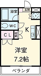 スチューデントマンション 2階1Kの間取り