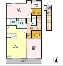 西武多摩川線 是政駅 徒歩11分の賃貸アパート 2階2LDKの間取り
